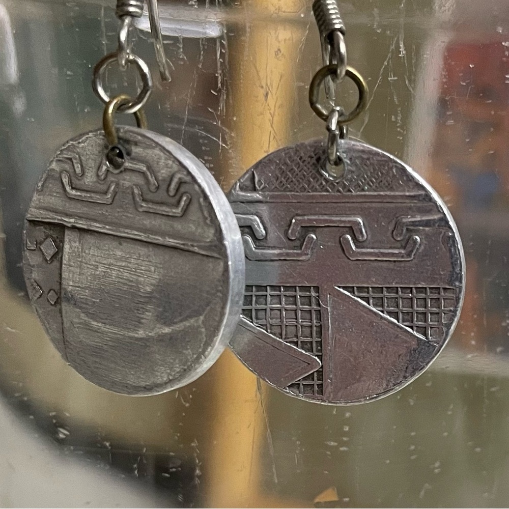 Silver Round Dangle Earrings